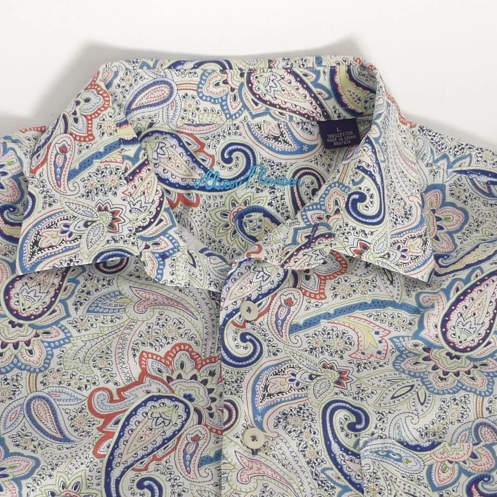 Alan Flusser Casual Button Down Paisley Long Sleeve‎ Shirt Men's Large L